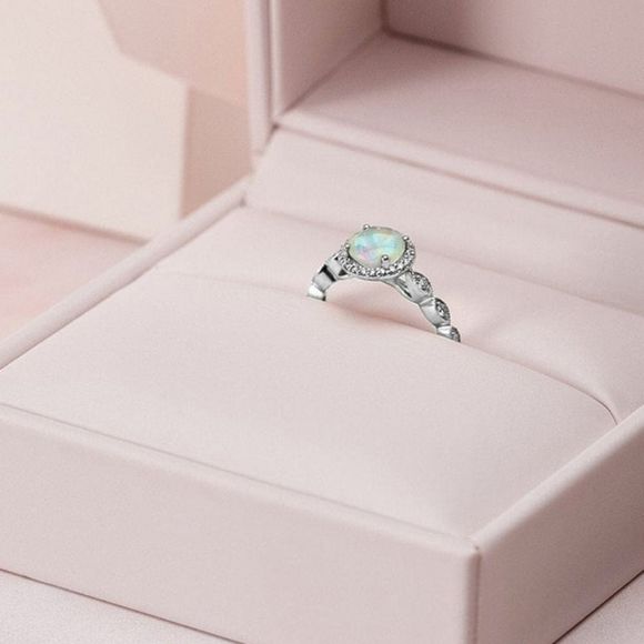 Opal & CZ Diamond 💍 Ring - Picture 1 of 7